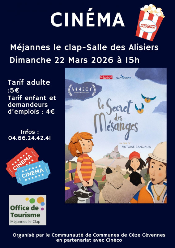 Séance de cinéma : Le secret des mésanges_Méjannes-le-Clap Séance de cinéma : Le secret des mésanges_Méjannes-le-Clap