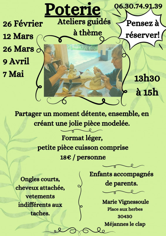 Atelier de poterie guidé à thème_Méjannes-le-Clap