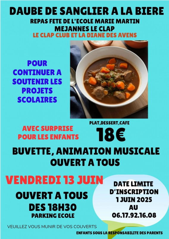 Repas fête de l'école Marie Martin_Méjannes-le-Clap